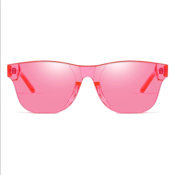Rimless Wayfarer Sunglasses Retro Pink Classic NEW - Picture 3 of 5
